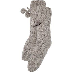 Muk Luks Grey Cabin Socks with Pom-Poms